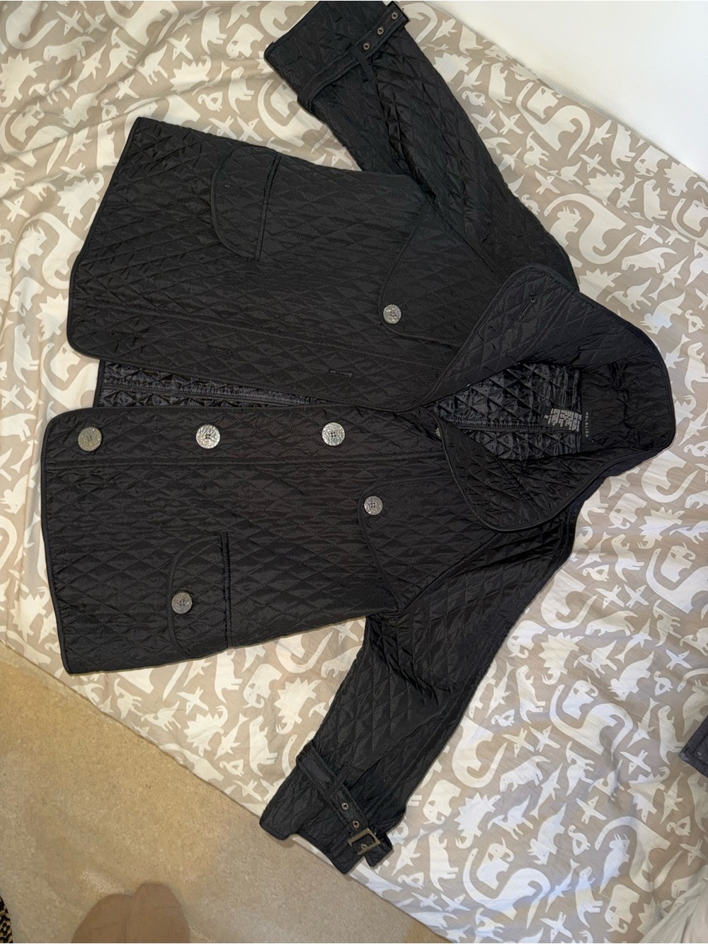 Black Quilted Women's Jacket - Classic Button Front
